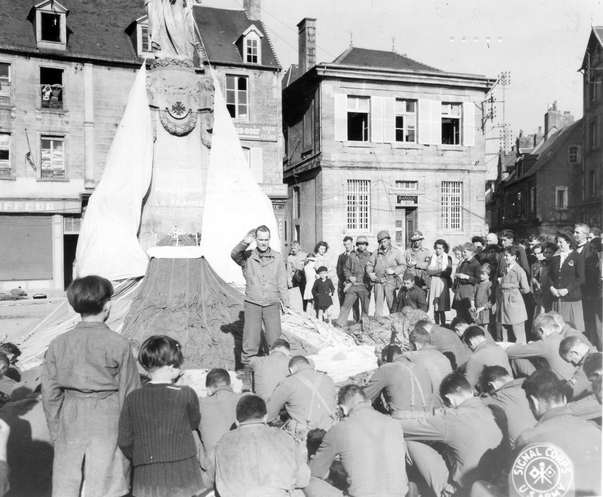 Prayer service at Carentan